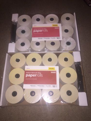 Lot Of 24 OfficeMax Verifone 250 Paper Rolls With Ribbon