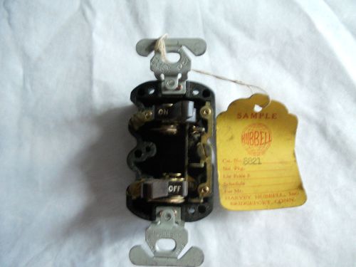 Vintage Antique HUBBELL Brown AC Flush Duel Toggle Switch # 8821 w/ sample tag