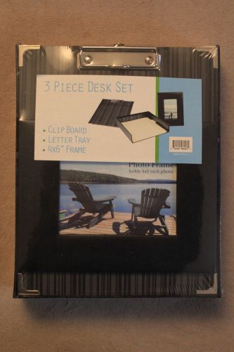 New 3 Piece Desk Set with Clip Board Letter Tray 4x6 Picture Frame NWT