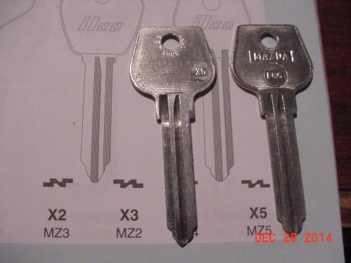 Pair &amp; FREE Spare 3 Key Blanks FC6 MZ5 X5 1974-82 Ford Courier stamped &#034; Mazda &#034;