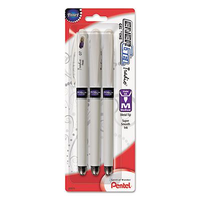 EnerGel Tradio Liquid Gel Pen, .7mm, Pearl Barrel, Violet Ink BL117WBP3V