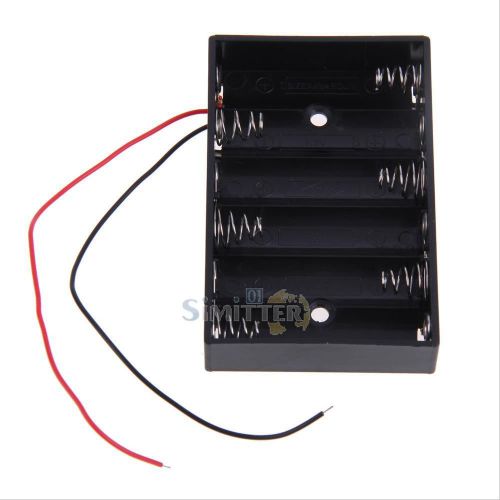 Plastic Battery Storage Case Box Holder For 6x AA Black With 6&#034; Wire Lead Switch