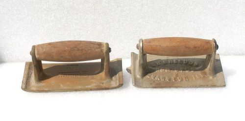 2 Vintage Concrete Trowel Tools #100 EC Stearns Co. &amp; EH Sheldon HDW Spcs #2