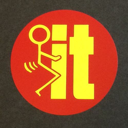 New red &amp; yellow fuck-it decal sticker hard hat helmet toolbox gag f*ck f word for sale