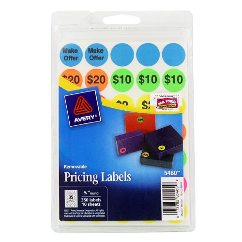 Avery Preprinted Removable Pricing Labels, 3/4&#034;, Round, Pack of 350 (5480)