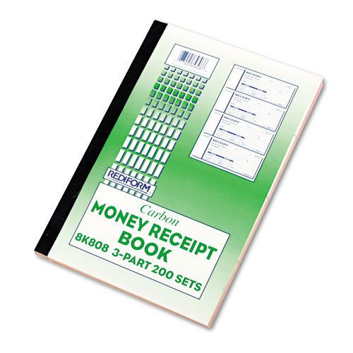 Money Receipt Book, 2 3/4 x 7, Triplicate with Carbons, 200 Sets/Book