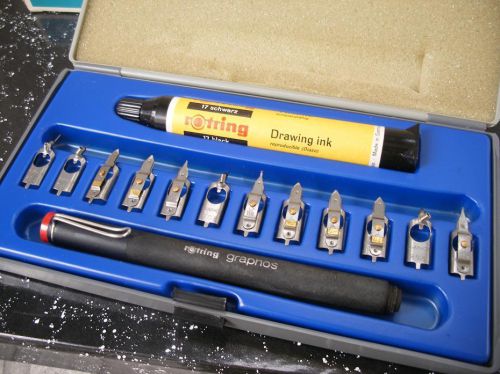 ROTRING GRAPHOS Technical Pen Set With 12 Nibs + Ink NIB