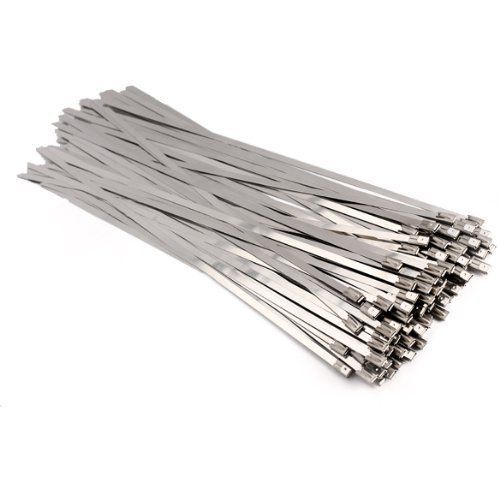 Vktech 100pcs 11.8 Inches Stainless Steel Exhaust Wrap Coated Locking Cable Zip