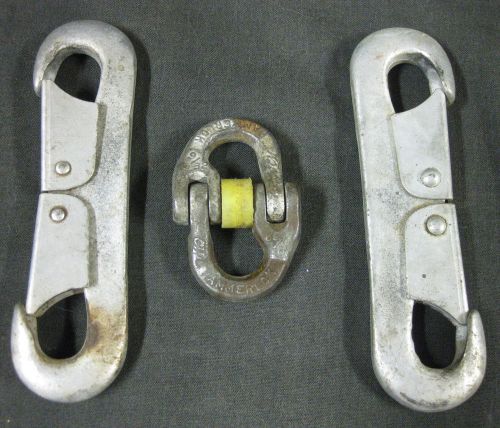 Vtg columbus mckinnon 9/32 hammerlok coupling link w/ (2) spring lock connectors for sale