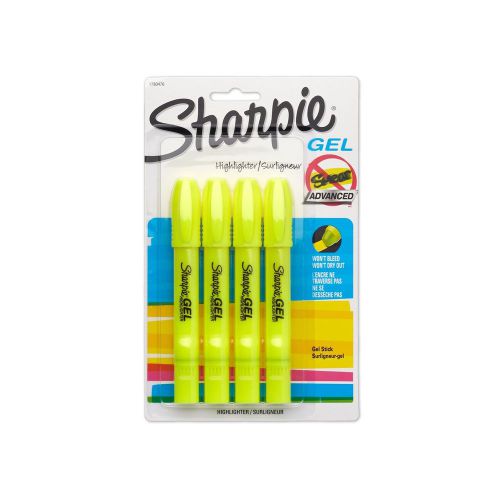 Sharpie 1780476 Accent Gel Highlighter Fluorescent Yellow 4-Pack