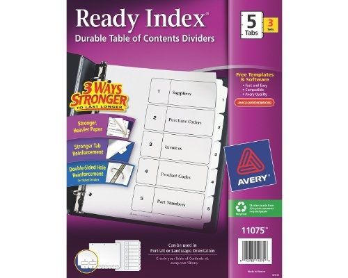 Avery Ready Index Table of Contents Dividers for Laser and Ink Jet Printers,