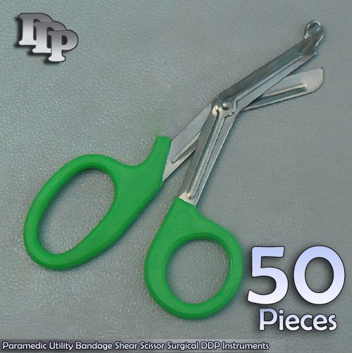 50 Paramedic Utility Bandage Shear Scissor 7.25&#034; Green Handle Surgical Instrumen