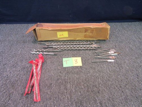 20 DRILL BITS IRWIN AUGER SPADE EXTRA LONG WOOD 1-1/2&#034; 1&#034; 5/16&#034; MILITARY USED