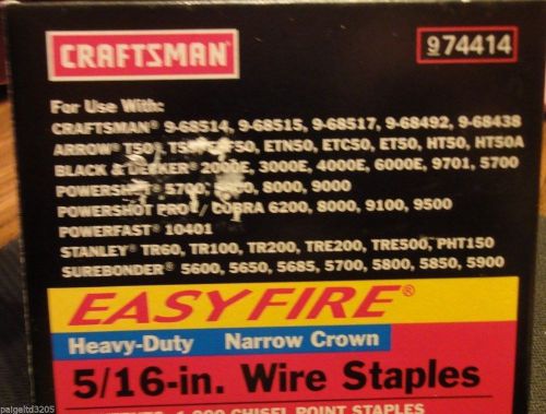 2 pk Craftsman Heavy Duty Narrow Crown 5/16&#034; Chisel Point Wire Staples 9 74414