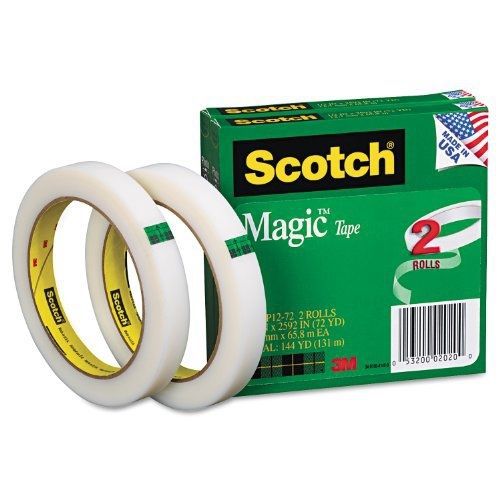 Scotch Magic Tape, 1/2 x 2592 Inches, Boxed, 2 Rolls (810)