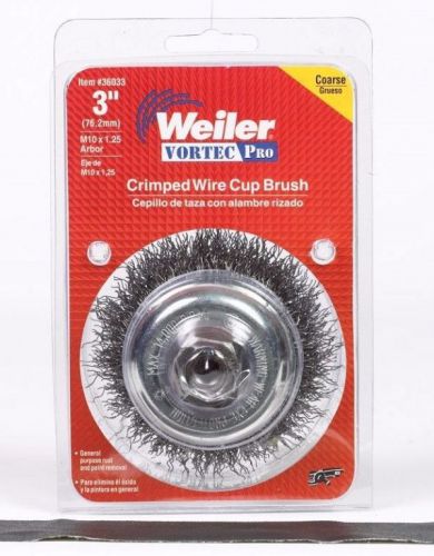 Weiler crimped wire cup brush 3 &#034; 14000 rpm coarse m10 x 1.25 arbor (4e1-012) for sale