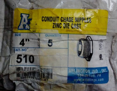 New contractors pack (5) of arlington 4&#034; conduit chase nipples, zinc die cast for sale