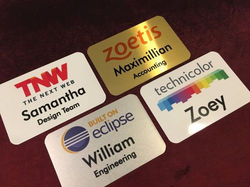 10-2x3 full color aluminum name badges - magnet backs free setup free engraving for sale