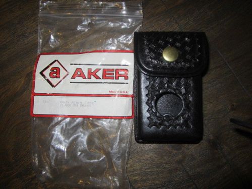 Aker Black Leather BW Body Alarm Case K9 Brass Snap Police Military New