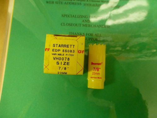 Holesaw {only} 7/8&#034; diameter bi-metal variable pitch starrett usa new $3.50 for sale