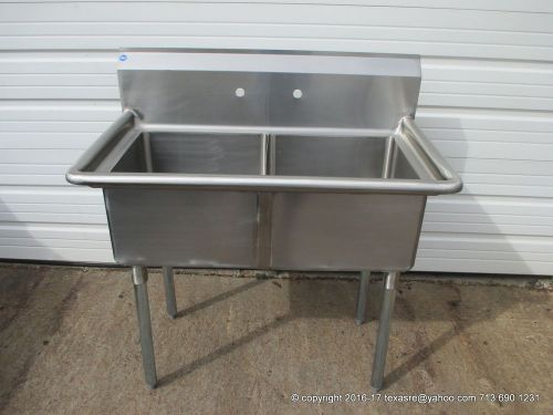 Stainless Steel 2 Compartment Sink, 18Ga, Bowl Size 18&#034;x18&#034;x12&#034; , NSF