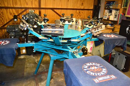Silk screen printing 6 color 4 station press for sale