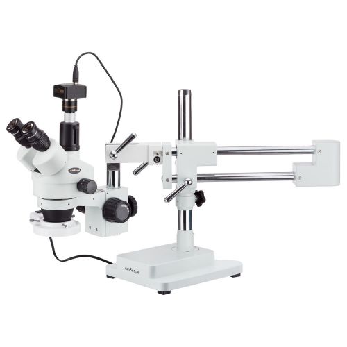 3.5x-90x simul-focal boom stereo microscope + fluorescent light + 3mp camera for sale