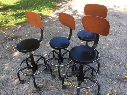 Set of (4) bio-fit rolling adjustable lab stools w/ pneumatic mechanism -ship x4 for sale