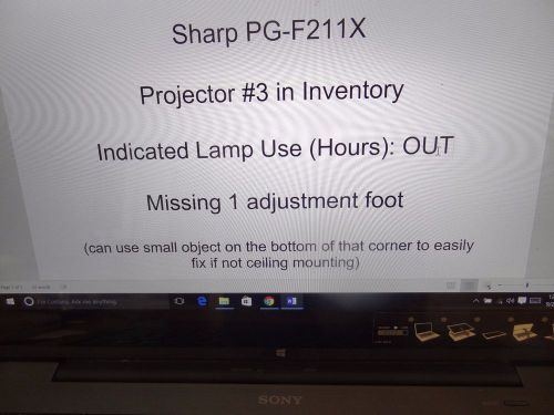 Sharp NoteVision PG-F211X NoteVision Projector NO LAMP (See Details)