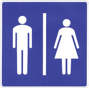 Restroom Symbol Magnet 6&#034; by 6&#034; Blue Bathroom Sign Square
