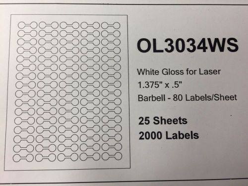 Ring Jewelry Barbell Label White Gloss Laser - 1.375&#034; x .5&#034; Labels
