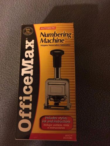 Office Max Deluxe Automatic Numbering Machine Includes Stylus ink &amp; Instructions