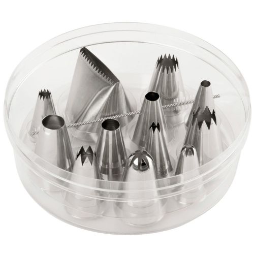 Ateco 786 12-Piece Stainless Steel Large Pastry Tube Decorating Set