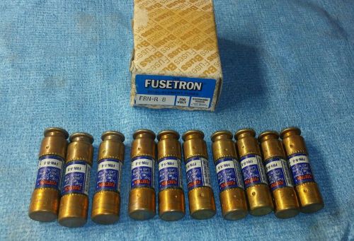 Box of (10) Bussman Dual-Element Time Delay Fusetron FRN-R-8 Fuses, 8 Amp, 250V
