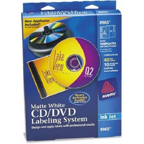 Avery CD/DVD Design Kit, Matte White, 40 Inkjet Labels and 10 Inserts