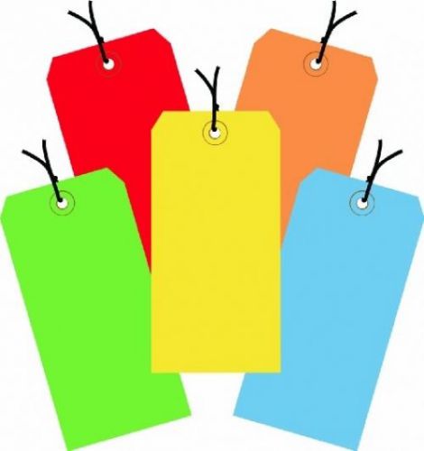 Aviditi g20002 assorted color 13 point shipping tags pre-strung, 4 3/4 x 2 3/8 for sale