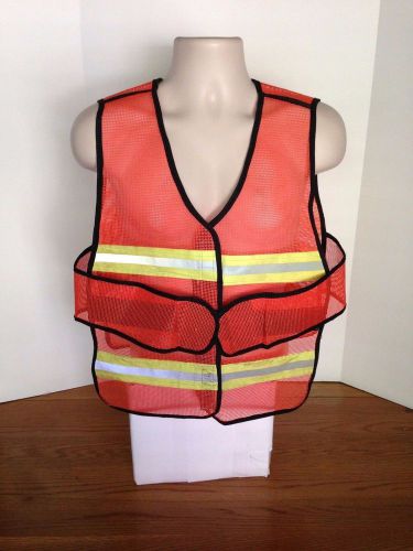 Orange Mesh Safety Vest Reflective Yellow Velcro Size Large L Construction Road