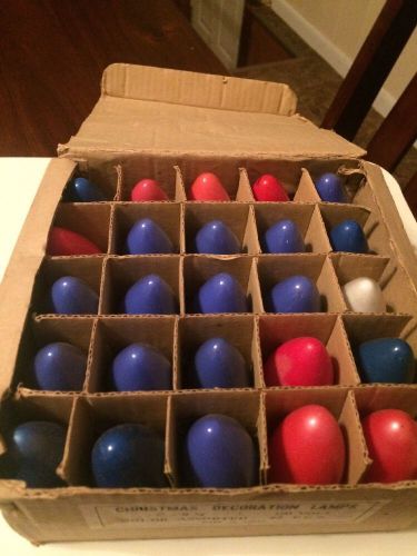 25 Vtg Christmas Light Bulbs C9 1/4 in Box Marked Japan