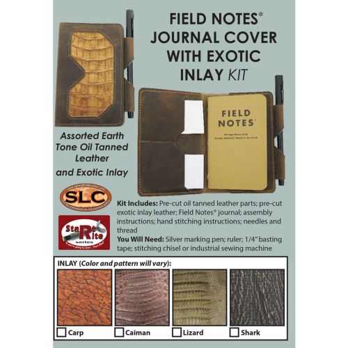 Slc field notes leather journal cover with lizard inlay oil tan kit diy craft for sale