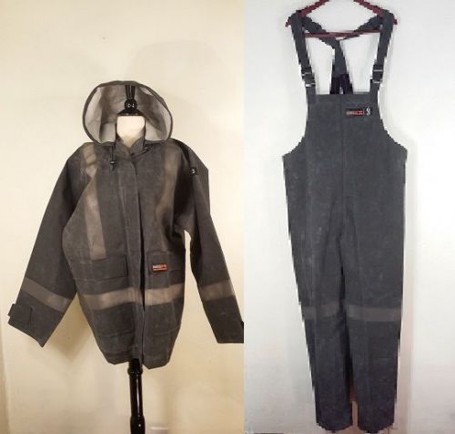 Dakota mark&#039;s work fr hrc 3 coat &amp; overals gray rainwear black neoprene large for sale
