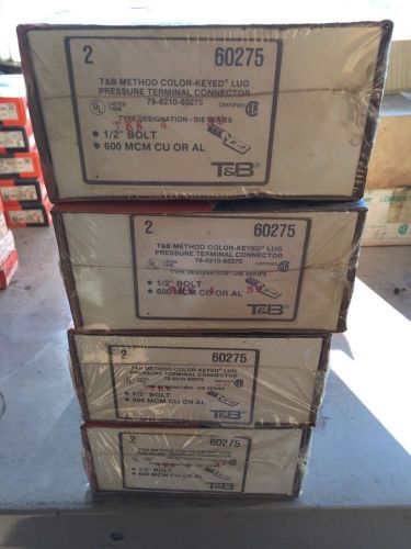 T&amp;b pressure terminal connector 600 mcm 1/2&#034;bolt holes lot of 8 for sale