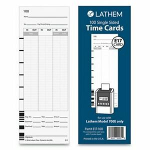 Lathem E17-100 One Side Time Card, Bi/Weekly/Semi/Monthly, 100 Cards (LTHE17100)