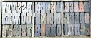 Letterpress WOOD Type 4&#034; PLAYBILL Alphabet 53pcs **Exceptionally Rare Typeface**