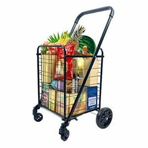OmniRolls Grocery Shopping Cart with Swivel Wheels Folding Shopping Cart with...