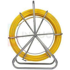 425ft Fish Tape 6mm Fiberglass Wire Cable Running Rod Duct Rodder Puller