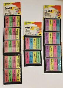 Lot Of 11 NEW Packs Post-it Flags (5) 684-AST1, (2) 684AST3, (4) 684-AST2