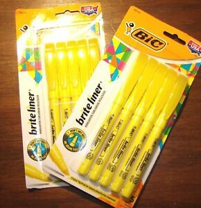 Bic Briteliner 3 packs of 5 = 15 yellow highlighters