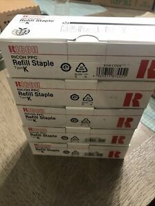 Lot of 5 BOXES GENUINE RICOH REFILL STAPLES TYPE K 410802