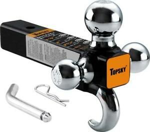 TOPSKY TS2012 Trailer Hitch Ball Mount With Hook, 2 Inch Receiver, Hollow Shank