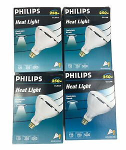 Philips Heat Lamp Light 250W 120V BR40 Clear with Medium Base Case of 4
